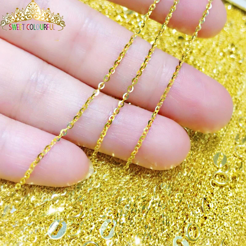 Collar oro puro de 18K para mujer, cadena de moda, color amarillo, blanco y rosa, unisex, 100%, 002|Collares de cadena| - AliExpress