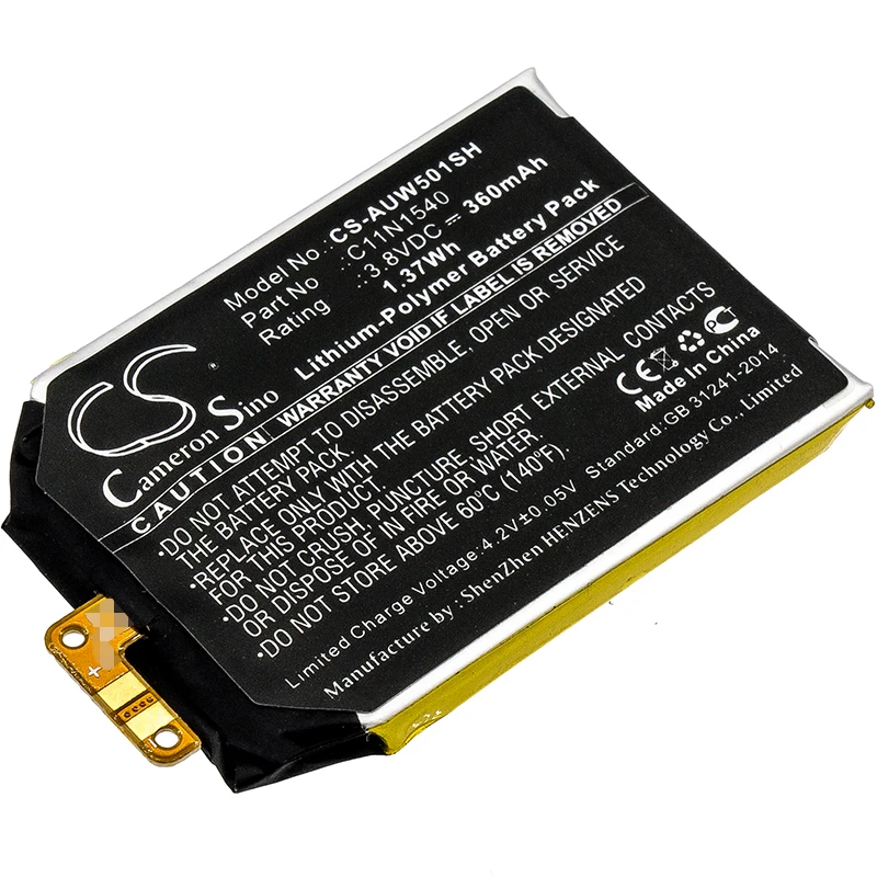 Cameron Sino Battery For Asus 0B200-01630100 C11N1540 Smartwatch Li-Polymer 360mAh / 1.37Wh | Электроника