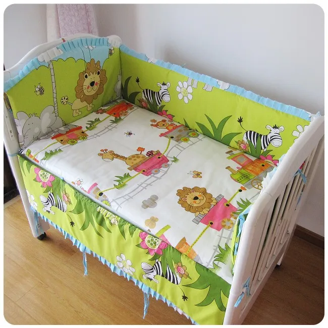 

Discount! 6pcs baby Cot Crib bedding Set Embroidery Baby Bumper Sheet ,include (bumper+sheet+pillowcase)