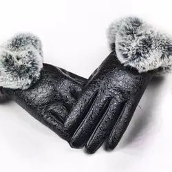 2018 модные кожаные полный палец перчатки для Для женщин дамские уличные зима теплая водительские перчатки мехом утепленные варежки Luva De Couro