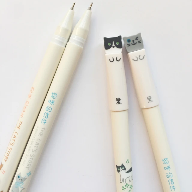 6 Pièces Stylos-billes En Plastique Mignons En Forme De Chat De