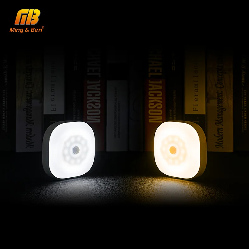 

LED Night Light Motion Sensor Lamp Round Square Activated PIR Sensor Wall Light Auto On Off Battery Operated For Bedroom Kitchen