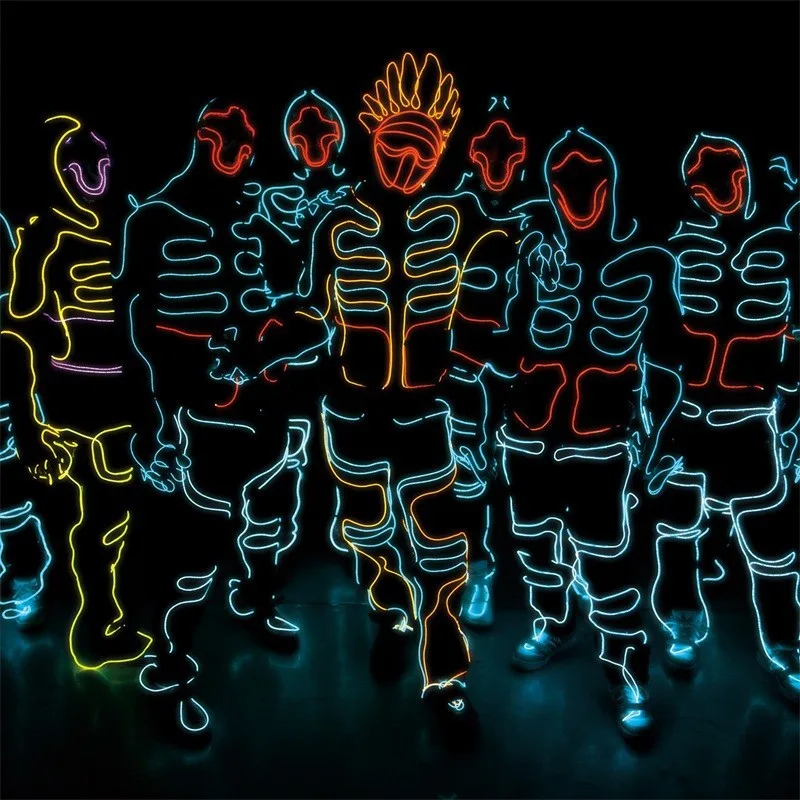 Новый дизайн фабрики Китая Супер яркий Может программировать EL провода светодио дный LED костюмы костюм Одежда для танцев сцены танцы