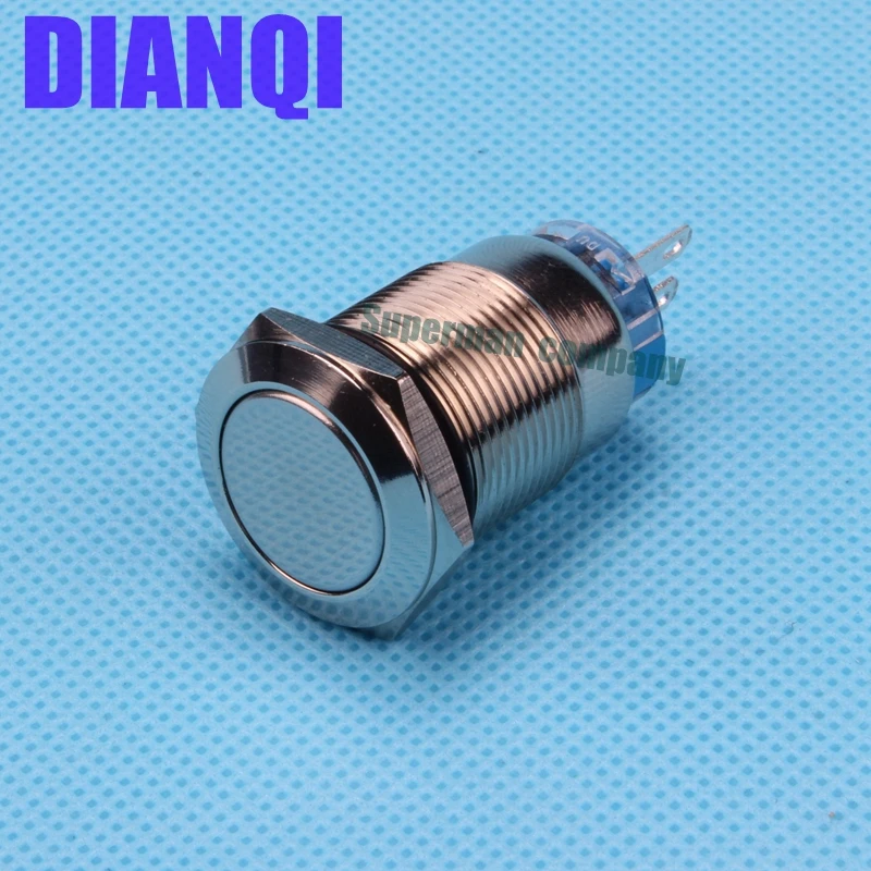Free shipping 19mm flat round Metal brass Push Button Switch Momentary