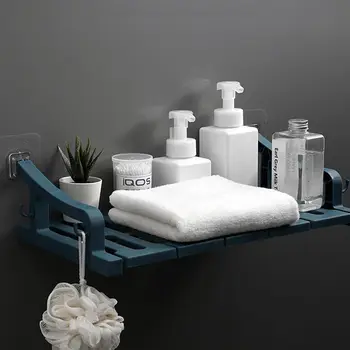 

Seamless sticker hook bathroom shelf Seasoning storage rack Bath ball towel storage rack