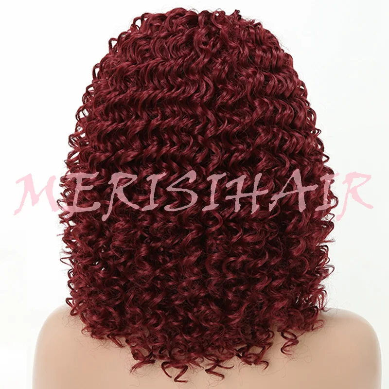 MERISI волосы короткие кудрявые прическа красный цвет синтетические волосы парики для женщин высокая температура волокна средний размер