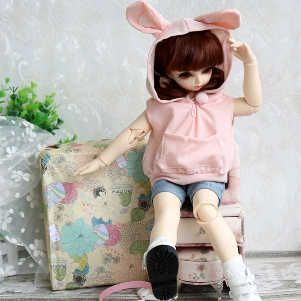 

Subcluster Pink Lovely Rabbit 1/6 1/4 BJD Doll Clothes Jeans Pink Cute Rabbit Clothes Casual Suit SD DD4 BJD Doll Accessories