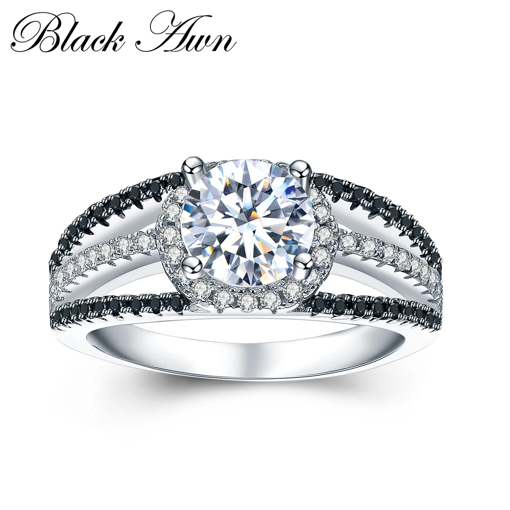 

[BLACK AWN] 925 Sterling Silver Rings Fine Jewelry Trendy Engagement Bague Wedding Rings for Women C022