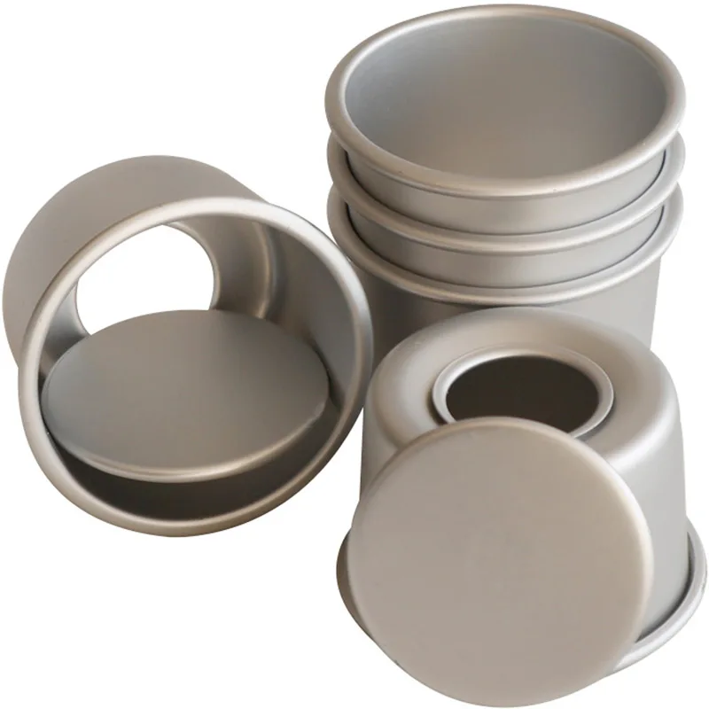 

5 Piece 2" Anodized Aluminum Alloy Mini Round Cheesecake Pan Chiffon Cake Mould Baking Mould Pudding Mould with Removable Bottom