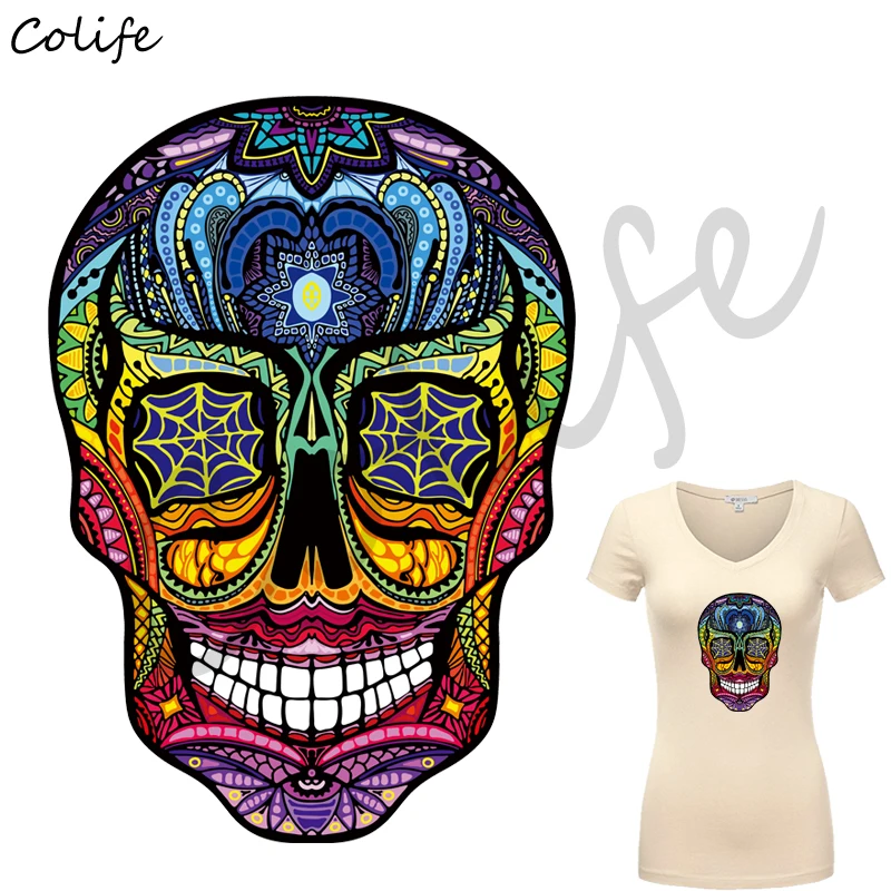 

Punk Rock Skull Patches for Clothing Iron On T-shirt Hoodies Jacket Thermal Transfer Patch Stickers Decoration Accessory