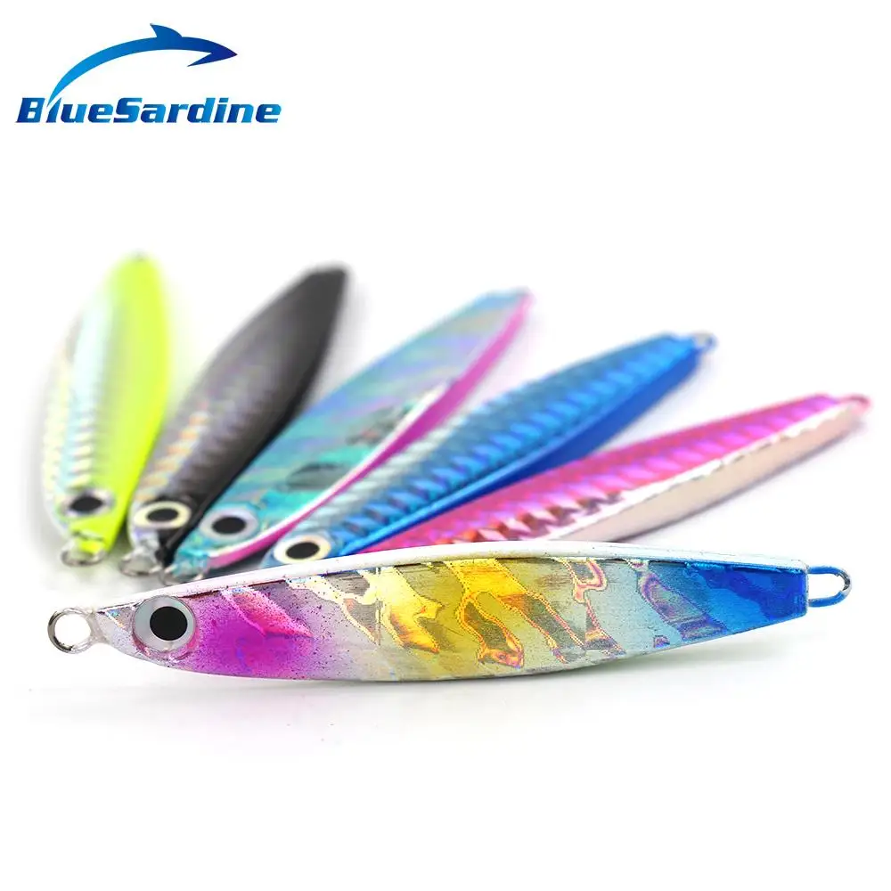 22G 7.5CM 6PCS Jigging Lure Lead fish Metal Jig Fishing Lure Paillette Knife Wobbler Artificial Hard Bait Laser Body