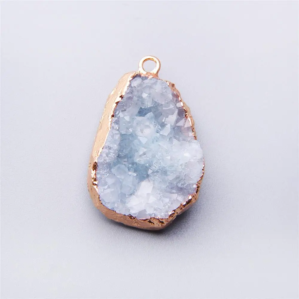

10pcs Wholesale Geode Quartz Drusy Pendant Natural crystal Stone Quartz Drusy Necklace agstes Pendants Necklace women jewelry