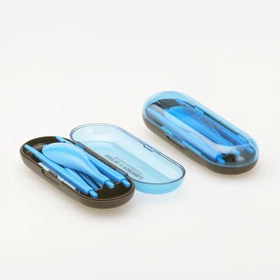 Портативный набор столовых приборов с пластиковой ручкой наборы посуды вилка для использования на открытом воздухе набор посуды коробка для обеда Путешествия Дети Взрослые Кемпинг Пикник - Цвет: blue