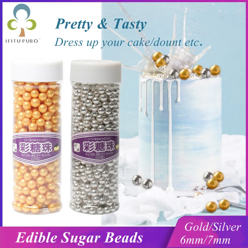 130g/20g Gold Silver Beads Edible Pearl Sugar Ball Fondant DIY Cake