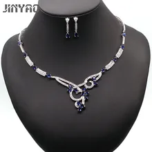 JINYAO Роскошные разноцветный циркон ААА Золото Цвет цепочки и ожерелья серьги набор для женщин невесты Свадебные аксессуары ювелирные изделия 13 ц