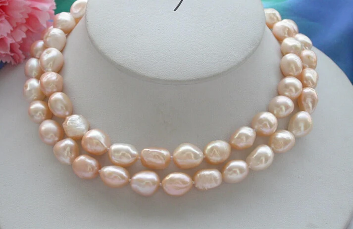 

FREE SHIPPING * Z4129 30" 13mm baroque pink Freshwater cultured pearl NECKLACE (A0511)
