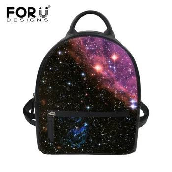 

FORUDESIGNS Galaxy Starry Sky 2019 Women Backpack Japan Casual Small Leather Female Travel Bag Rucksacks Back Pack 3D Printing