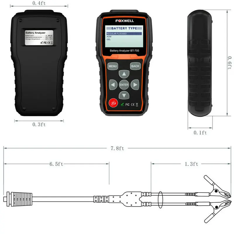 FOXWELL 12V автомобиль грузовик Батарея тестер 100-2000CCA Батарея Тестер нагрузки 12V 24V сгибать и зарядки Системы Батарея анализатор BT705