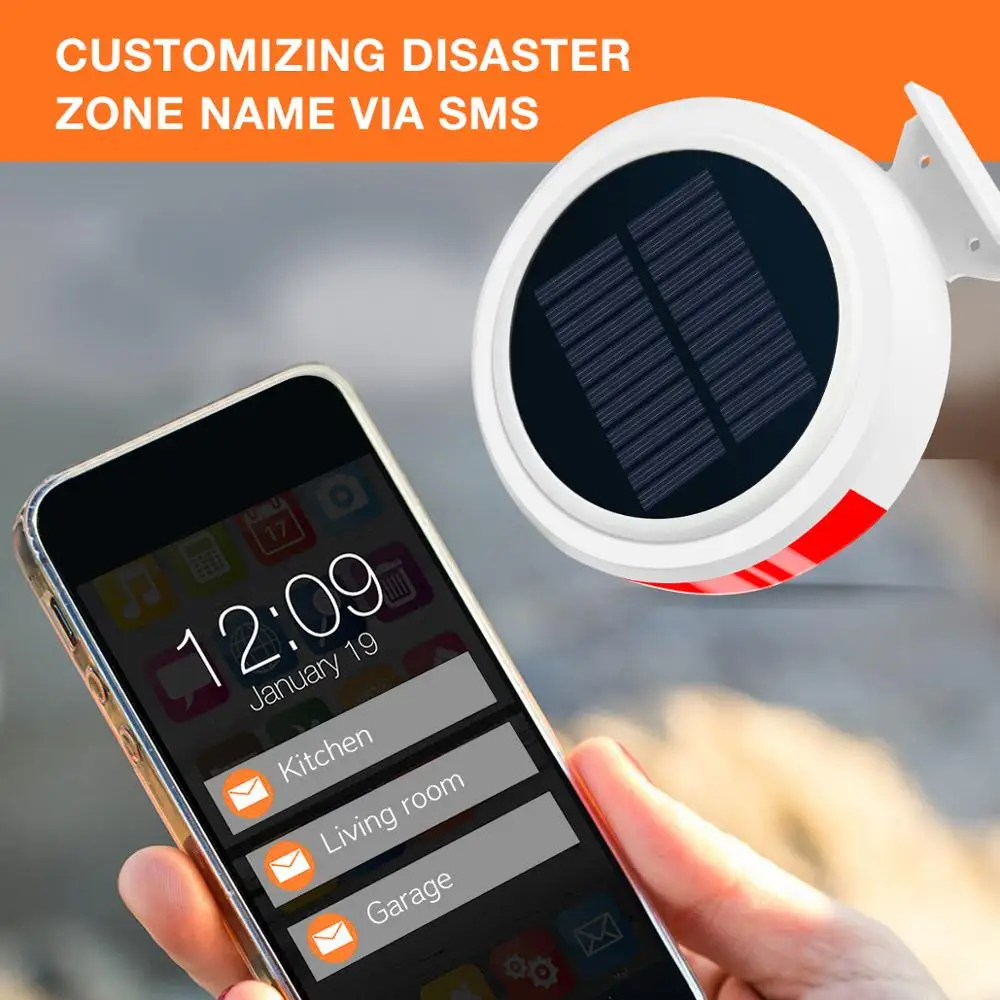 Wireless Alarm Systems Security Home GSM Alarm Solar Siren Door/Window Sensor SMS Calling Monitoring for Home Security Garage