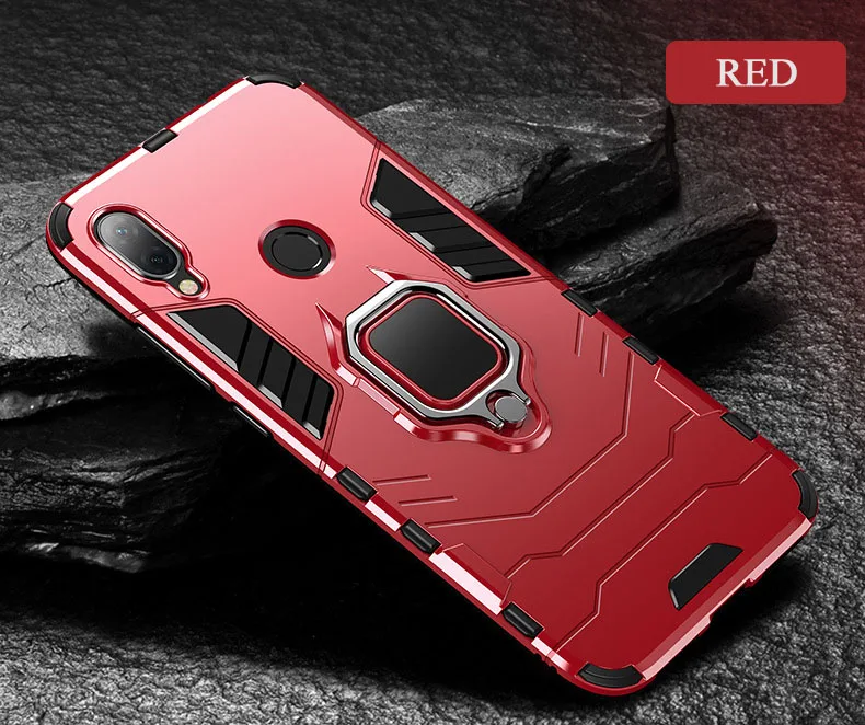 ITEUU подставка держатель Броня чехол для Xiaomi Redmi 7 Note 7 Чехлы противоударный Противоударный задняя крышка для Redmi 7 Note7 - Цвет: Красный
