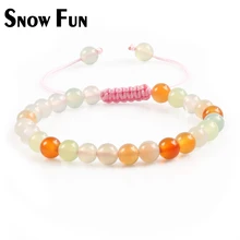 Весело снег 6 мм многоцветный свет халцедон Бусины тканые веревку браслет для партии Обувь для девочек