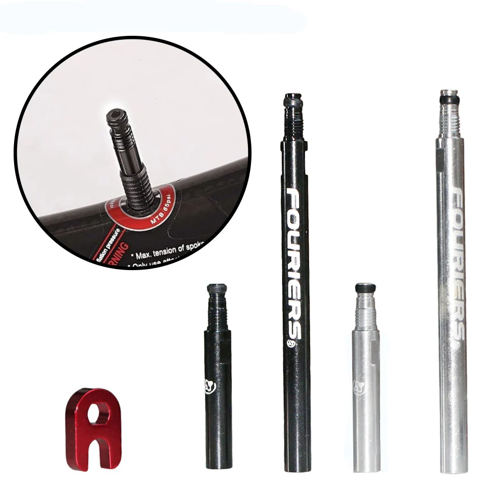 

AL-Alloy MTB Bike tire Tubeless Presta Valves Extender Extension tool 30/40/50/60/70MM Valve with Nut for FOURIERS Bicycle Parts
