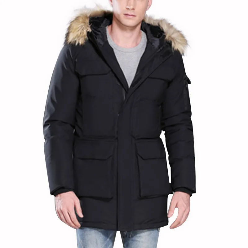 Nibesser Thick Men's Hoodies Down Parkas Large Fur Collar Hooded Men's