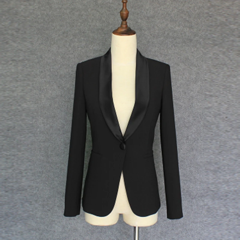 

HIGH QUALITY New Fashion 2019 Designer Blazer Jacket Women's Single Button Shawl Collar Blazer Outer