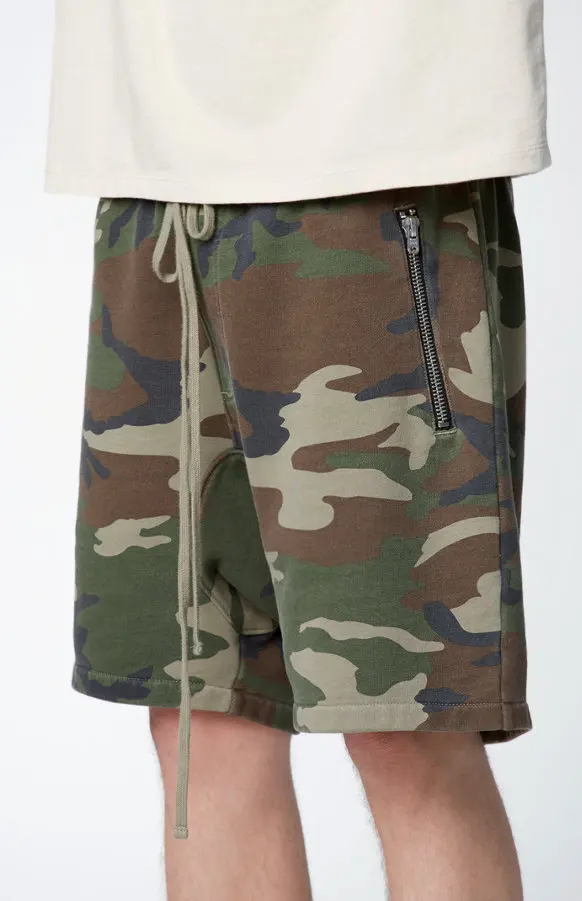 Мужские спортивные камуфляжные шорты на шнурке с молнией в рубчик, спортивные штаны в стиле хип-хоп, камуфляжные шорты-шаровары