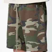 Мужские спортивные камуфляжные шорты на шнурке с молнией в рубчик, спортивные штаны в стиле хип-хоп, камуфляжные шорты-шаровары