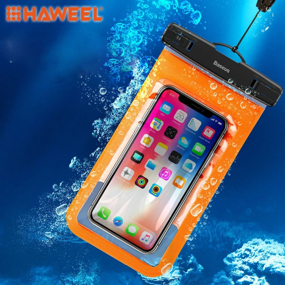 

HAWEEL Universal Waterproof Bag with Lanyard Transparent shell Box For iPhone Galaxy and Other Smart Phones of 6 inch and Below
