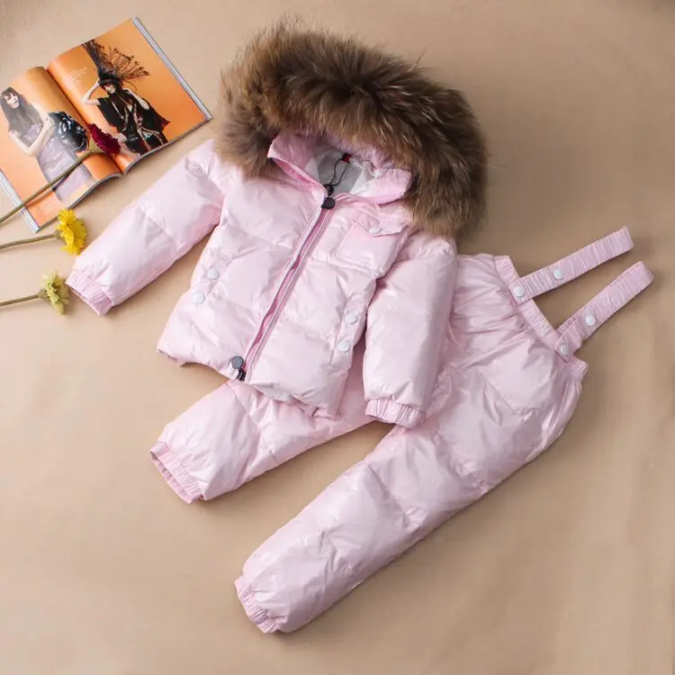 Розничная ; зимняя детская одежда для малышей; пуховик; платье; ; зимний костюм на утином пуху для детей - Цвет: Pink matt