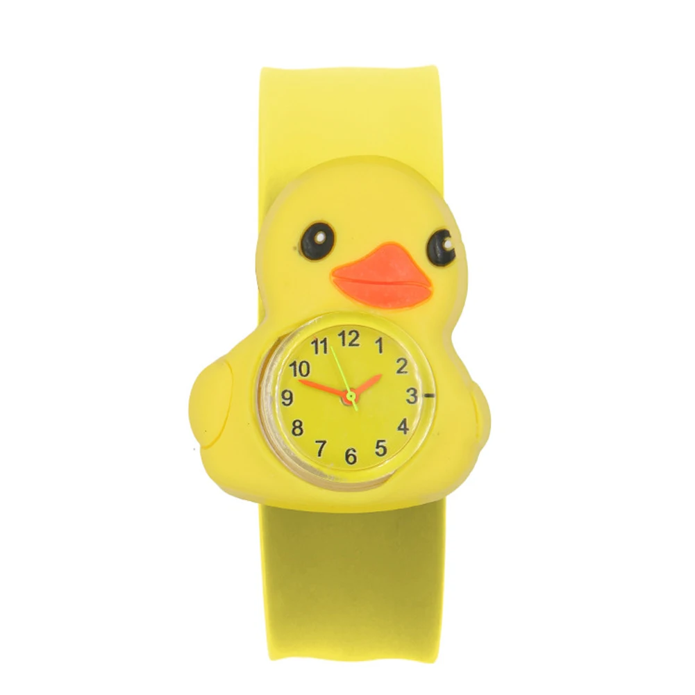 Многоцветный 3D Annimals мультфильм шаблон Интересные детские часы сладкий прочный силиконовый ремешок на запястье ленты игрушки потрепанный стол студента - Цвет: Duck