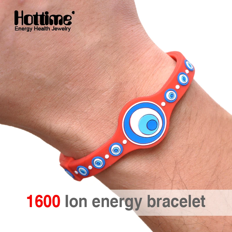 Hottime 1600 ion Bio Energy Unisex Trendy Silicone Rubber Flexible Wristband Wrist Band Cuff Bracelet Bangle For Women Men PROX2