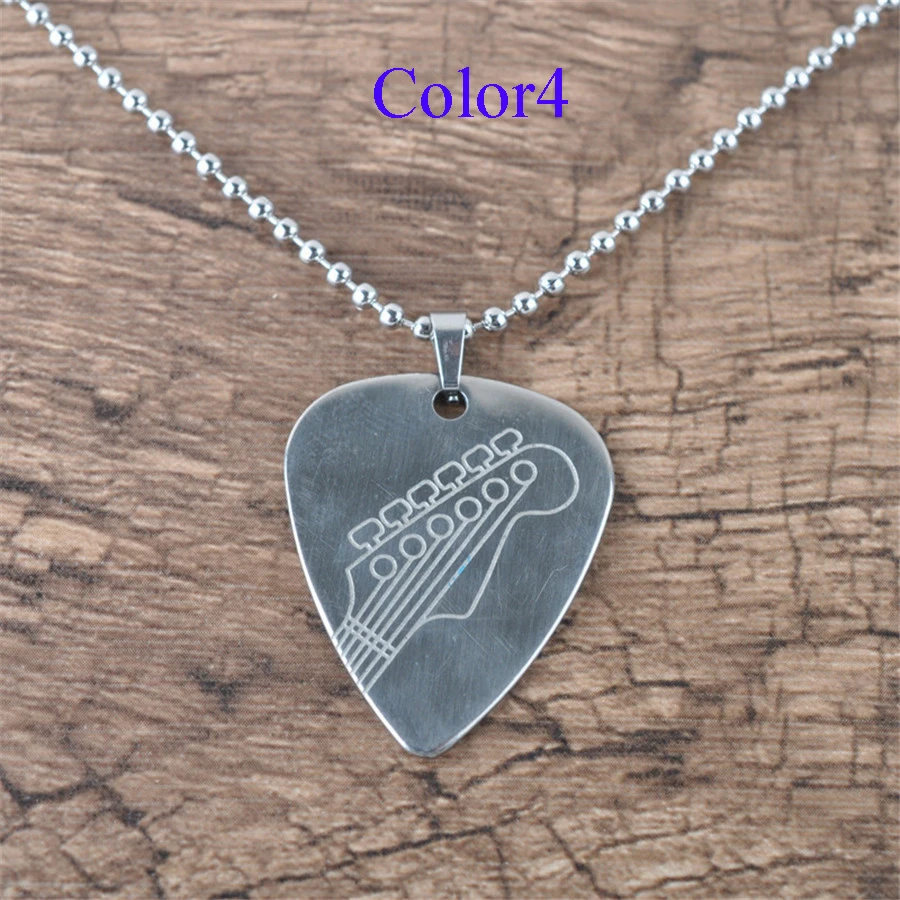 1.2mm Fashion Cool Metal Necklace Guitar Pick For Acoustic Classic Electric Guitar Alloy Music Picks Plectrum (5)