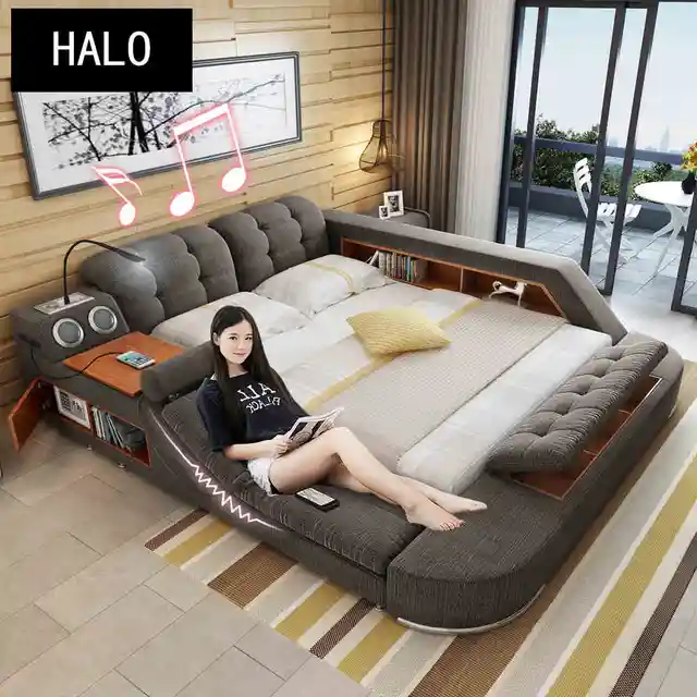 TB024 Europe and America Hemp fabric soft bed frame