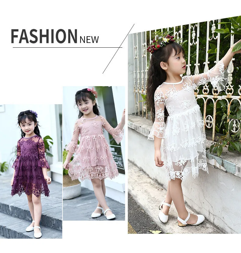 lace crochet flowers baby big girls summer dress Children clothing for 2 4 6 8 10 12 11 13 years flare sleeve kids beautiful girls dresses 3 4 5 6 7 8 9 10 11 12 13 14 years big girls mid long wgite pink purple summer dress for kids girls  ( (23)