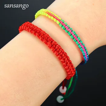 

New Handmade Braided Rope Bracelets Red Colorful Thread Lucky Bead Charm Bracelets Mix Color Bracelets For Women Jewelry Gift
