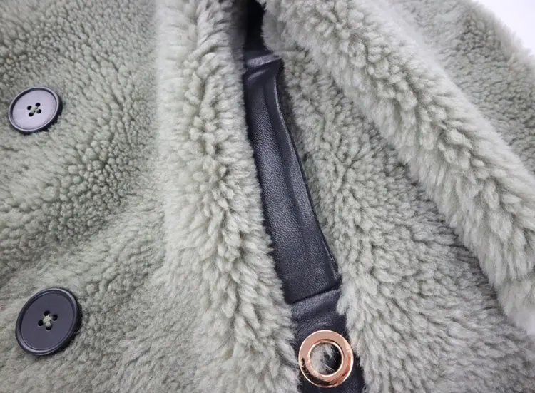 Зимнее пальто из натуральной овечьей шерсти, Женская шерстяная куртка, искусственная подкладка, пэчворк, натуральная кожа, Корейская Исландская меховая парка, пальто из натурального меха