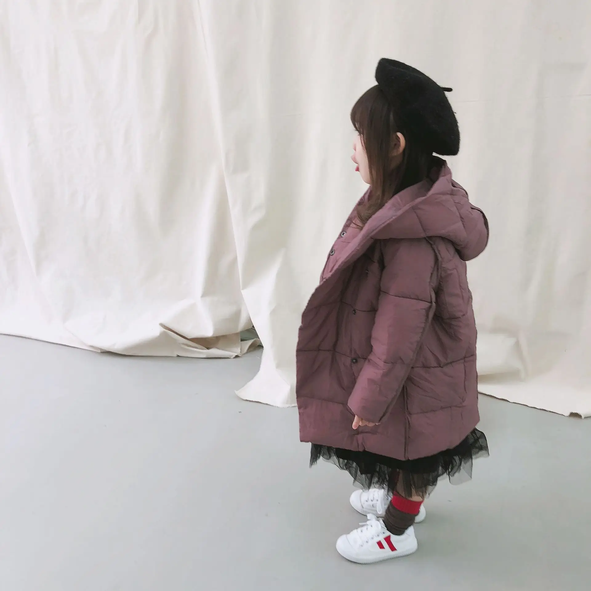 

2018 Winter Han Hat Light And Thin Cotton Padded Clothes Baby Girls Winter Coat Children Outerwear Winter Jackets Coats