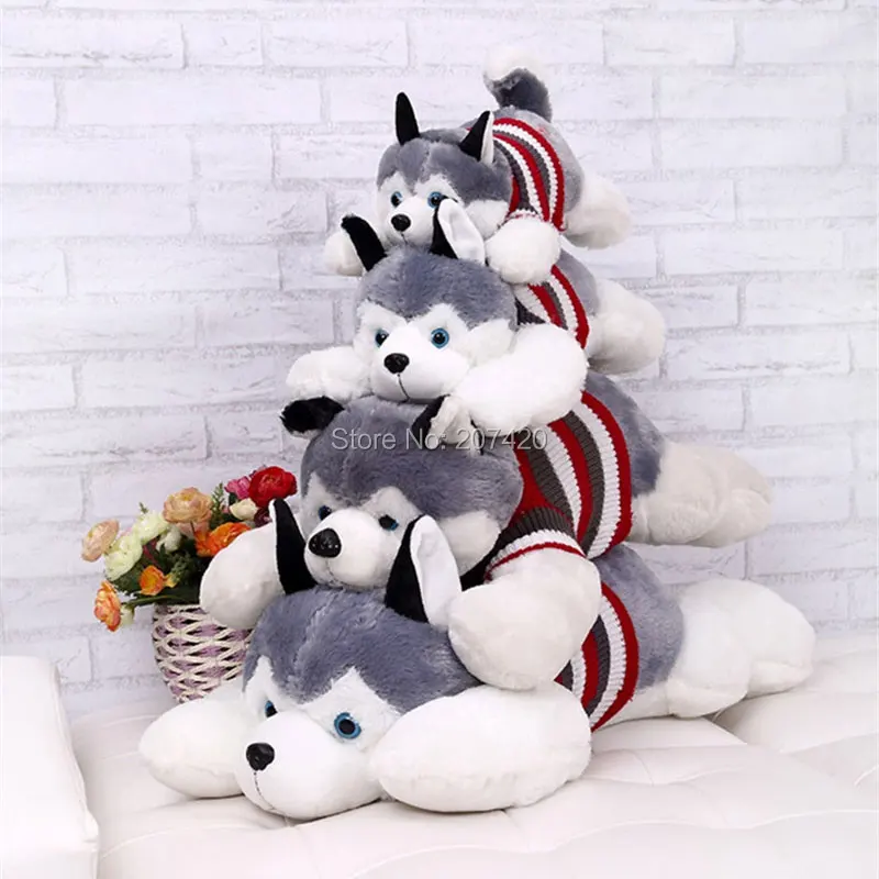 40CM HOT Siberian Husky Lies Prone Dog Soft Stuffed Plush Toy Creative
