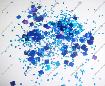 

50gram x Mixed Laser Blue(Glitter Square+Diamond+Hexagon) Paillette Spangles Shape for DIY Nail Art Decoration&Glitter Crafts