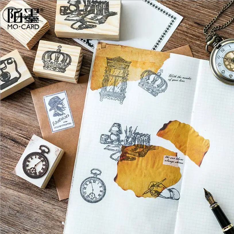 Винтажная рама Корона перо Деревянный штамп DIY ремесла деревянные и резиновые