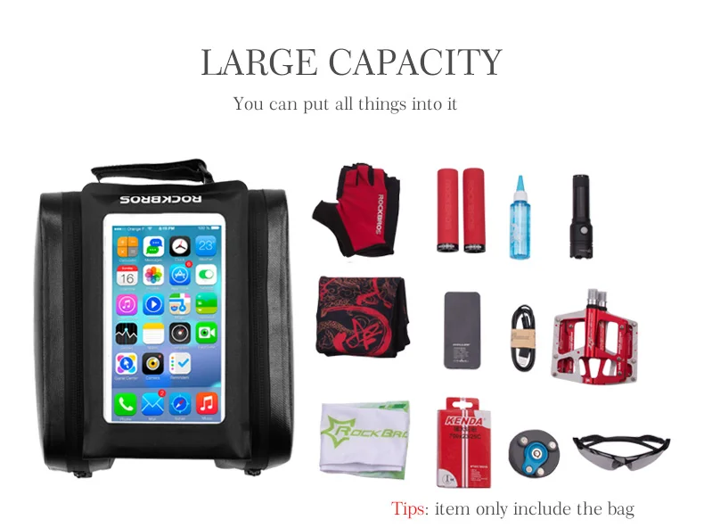 Sale ROCKBROS Waterproof Touch Screen Bicycle Bags MTB Cycling Bike Frame Phone Bag Holder Pannier Case Pouch Fit Under 6.0" Phone 9