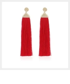 Badu, красные серьги с кисточками, женские длинные золотые серьги-гвоздики с бахромой, богемный стиль, модные ювелирные изделия, винтажные, Преувеличенные, для Рождества