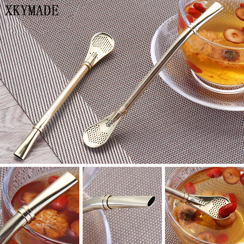Stainless Steel Tea Strainer Drinking Straws spoon Eco Friendly