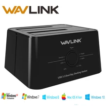 Wavlink USB 3.1 TypeC ไปยัง SATA Dual Bay Docking Station 2.5/3.5 SSD HDD SATA 1/2/ 3 Enclosure สำหรับ 2 * * * * * * * 8 TB Clone แบบออฟไลน์สำรอง(China)