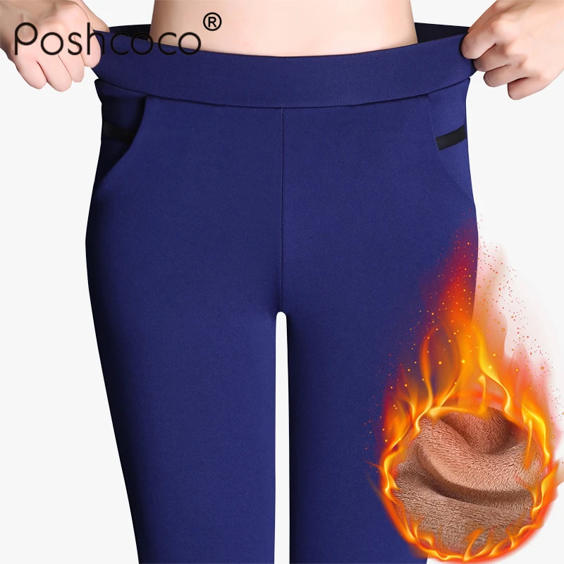 Poshcoco S 5XL Women With Velvet Warm Pants 2017 Winter