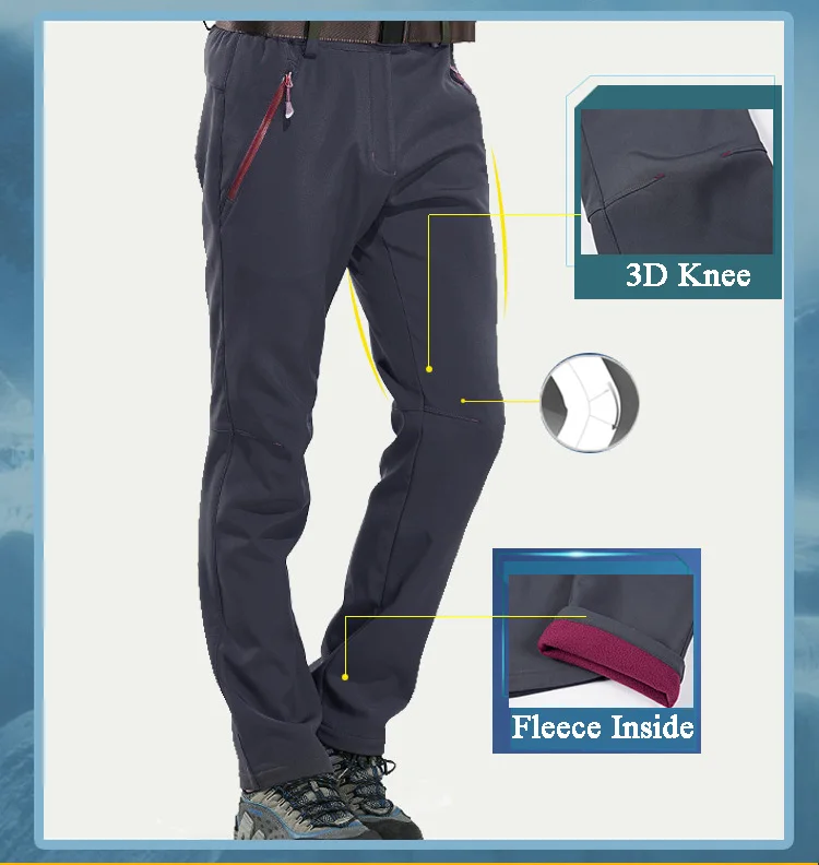 LoClimb зимние походные брюки для мужчин и женщин для спорта на открытом воздухе флисовые брюки походная Лыжная куртка софтшелл водонепроницаемые брюки AM091