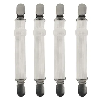 

4Pcs White Bed Sheet Mattress Blankets Elastic Holder Non Slipping Grippers Fasteners Adjustable Table Cloth Clip Home Tool